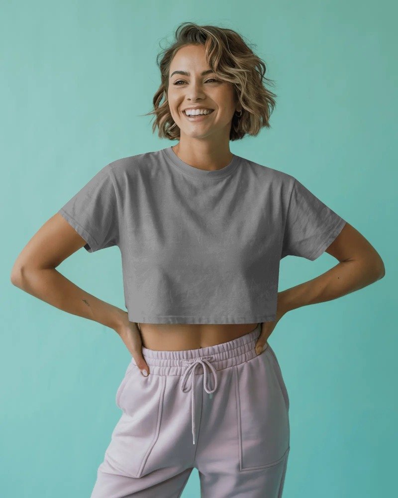 Plain Crop Tops (Women)_01MelangeGrey