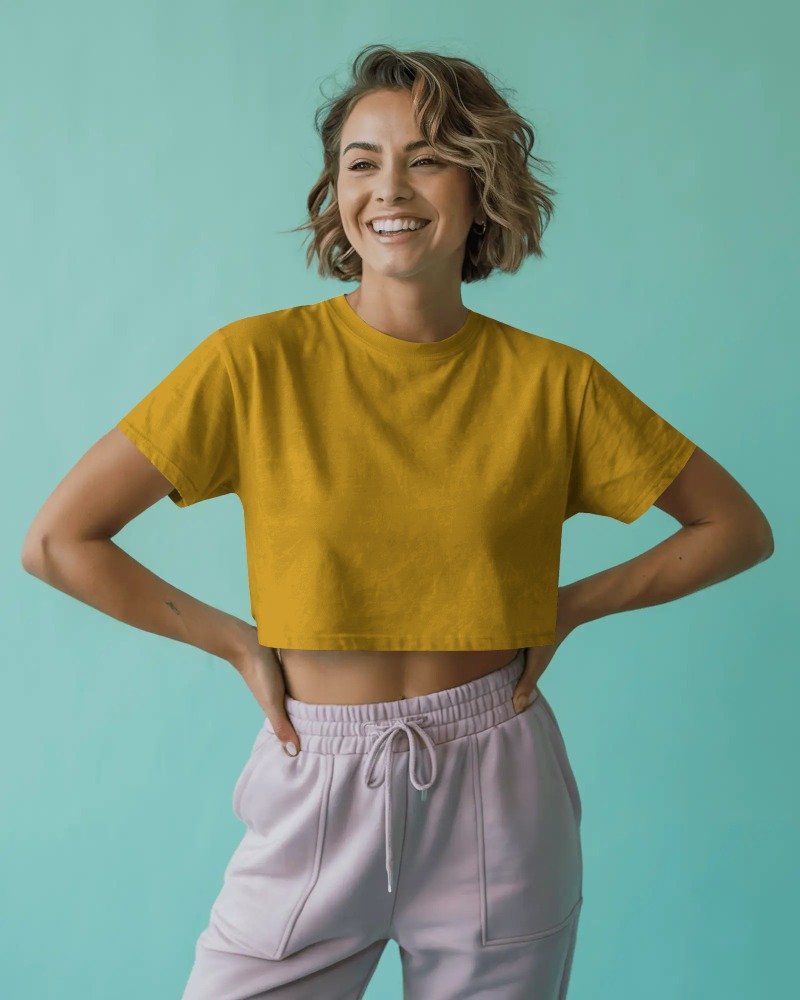 Plain Crop Tops (Women)_01_GoldenYellow