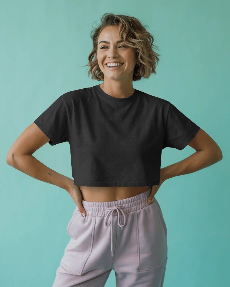 Plain Crop Tops (Women)_)1_Black